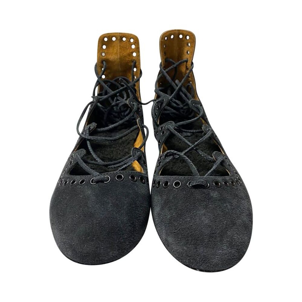 Isabel Marant Lace Up Flats in Black Suede - Picture 7 of 10
